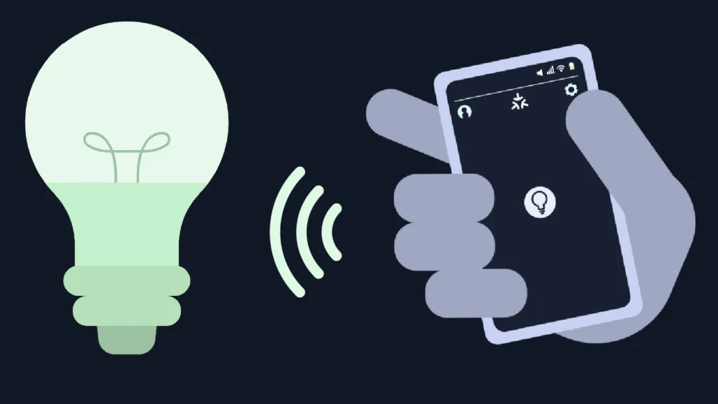 controlling a matter lightbulb with a smartphone graphic