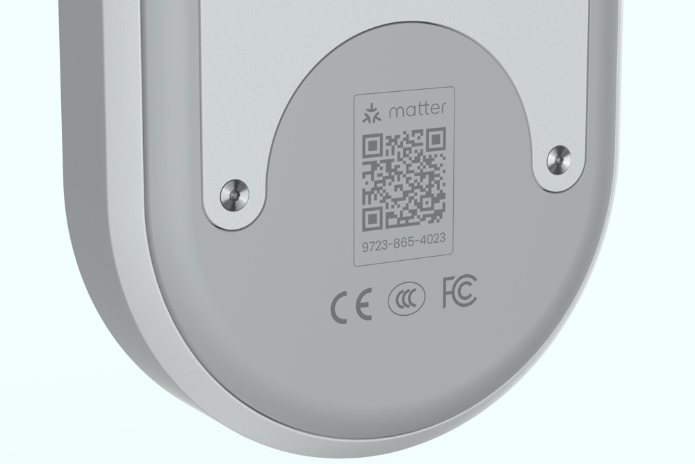 the back of a matter smart lock with the matter qr code